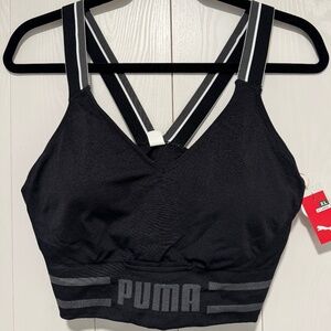 Puma Women's Athletic Sports Bra Padded Black Activewear Low Support - Sz XL